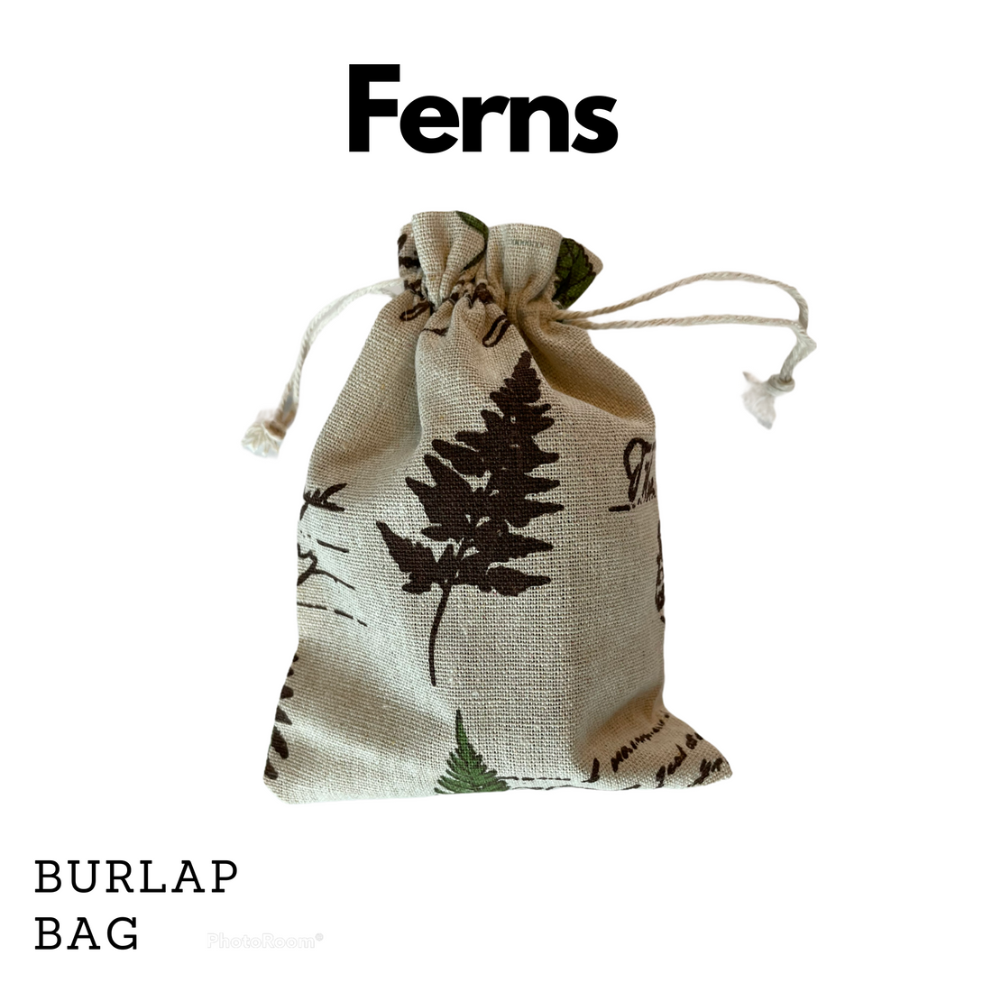 Storage Bag - Drawstring, Burlap  - Perfect for Everyday Use - Fern