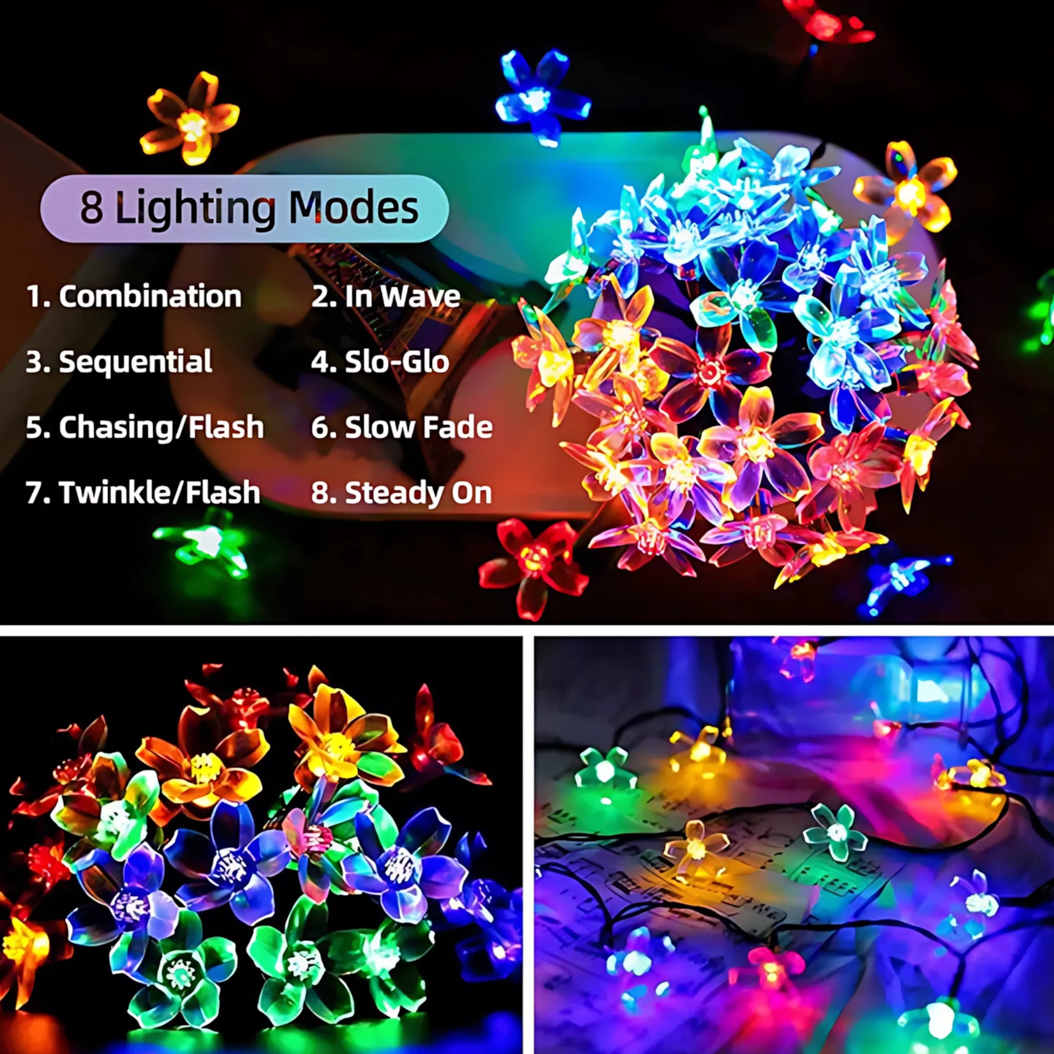 Solar flower string lights