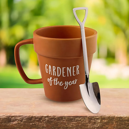 Coffee mug with shovel spoon