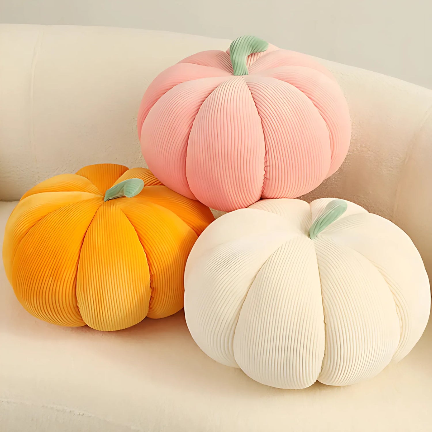 Soft pumpkin throw pillow