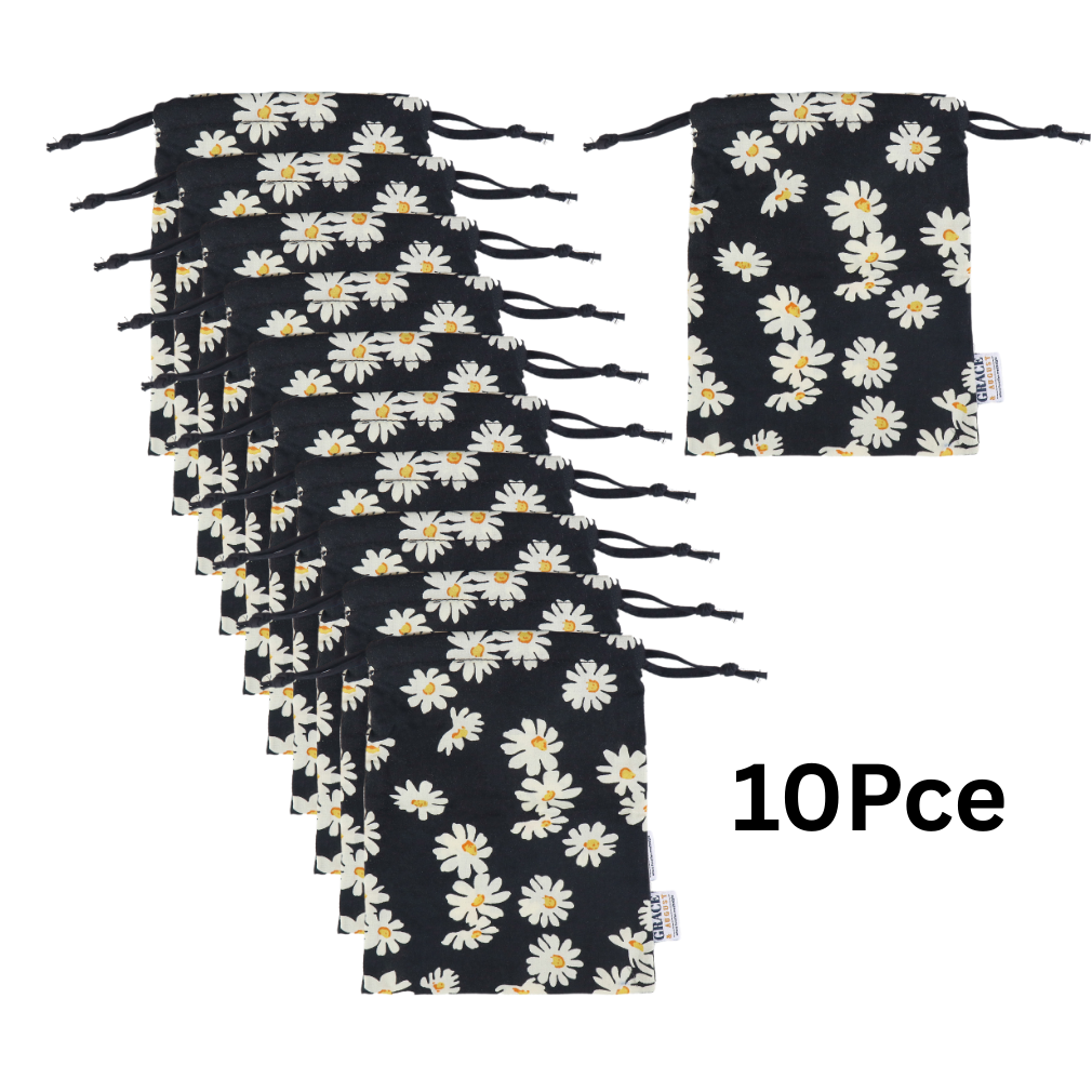 Drawstring Storage Bag - Daisy