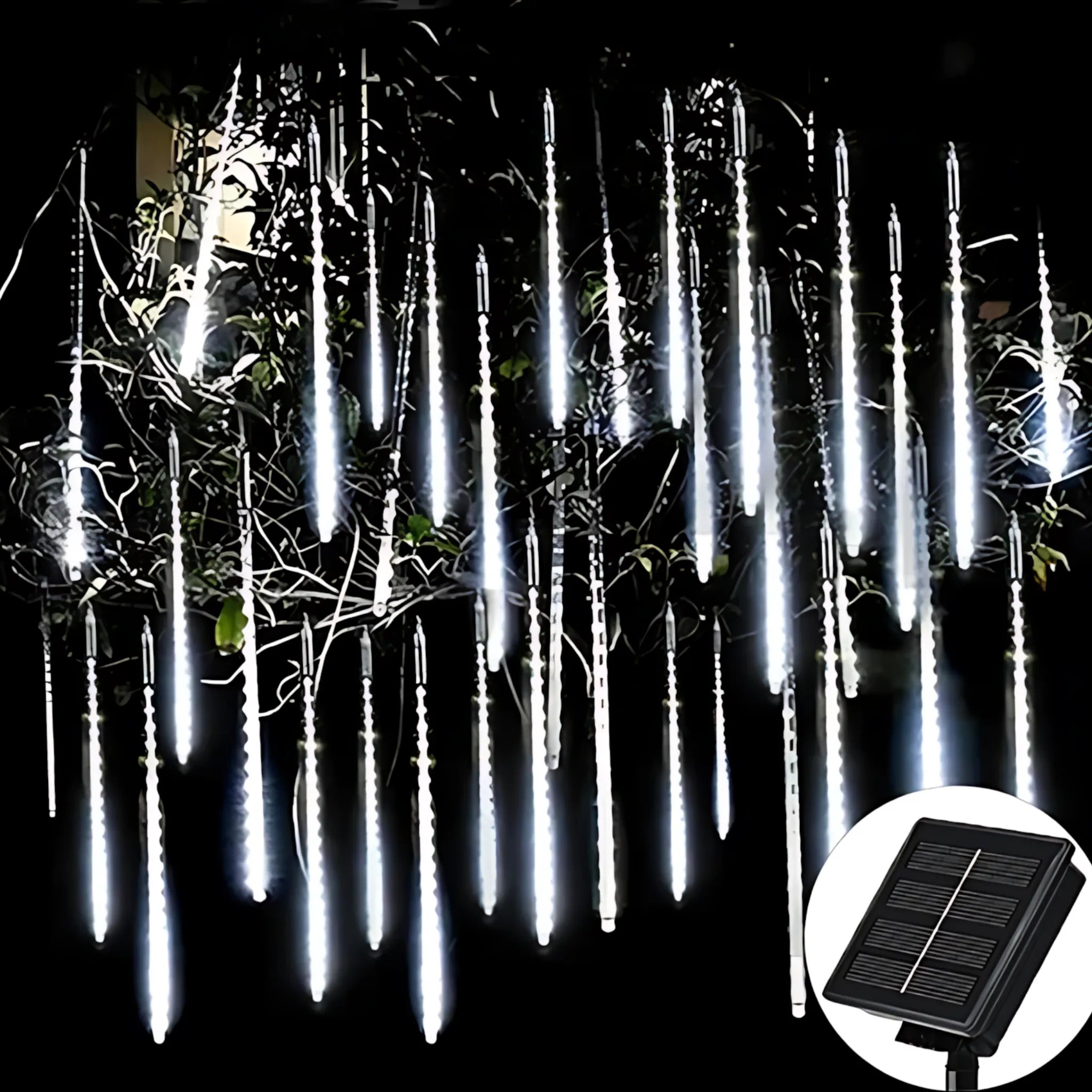 Solar Powered Meteor Shower String Lights – Waterproof &amp; Vibrant