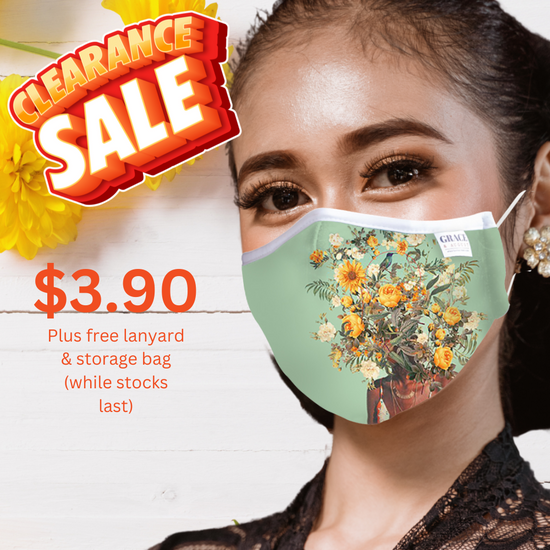Reusable Fabric  Face Mask - with nose wire, Filter Pocket and two 2.5 Filters- Mint Beauty