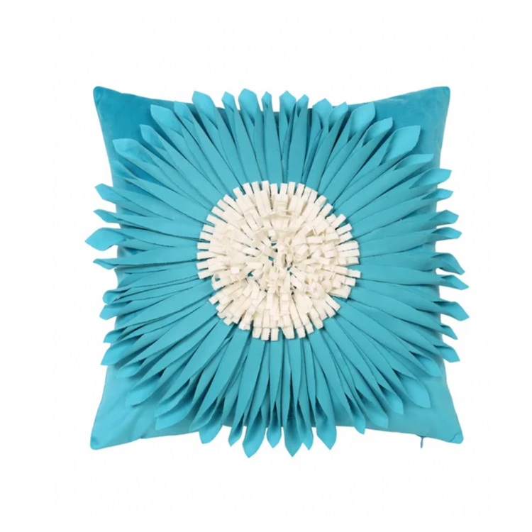 aqua daisy cushion