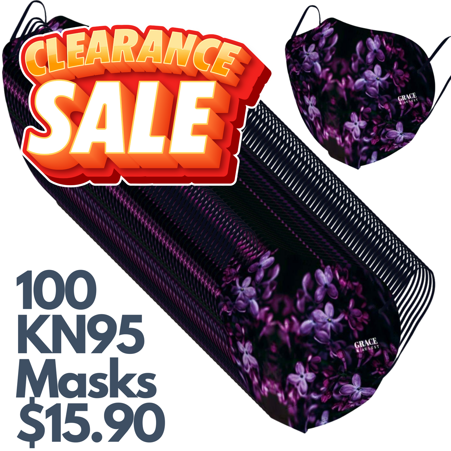 KN95 Face Mask  - 10 X 10 pack Lilac -CLEARANCE