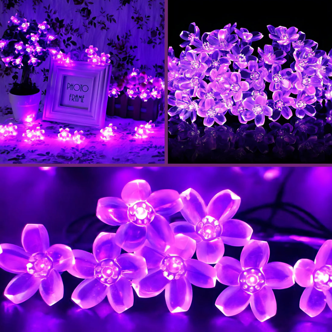 Solar floral string lights