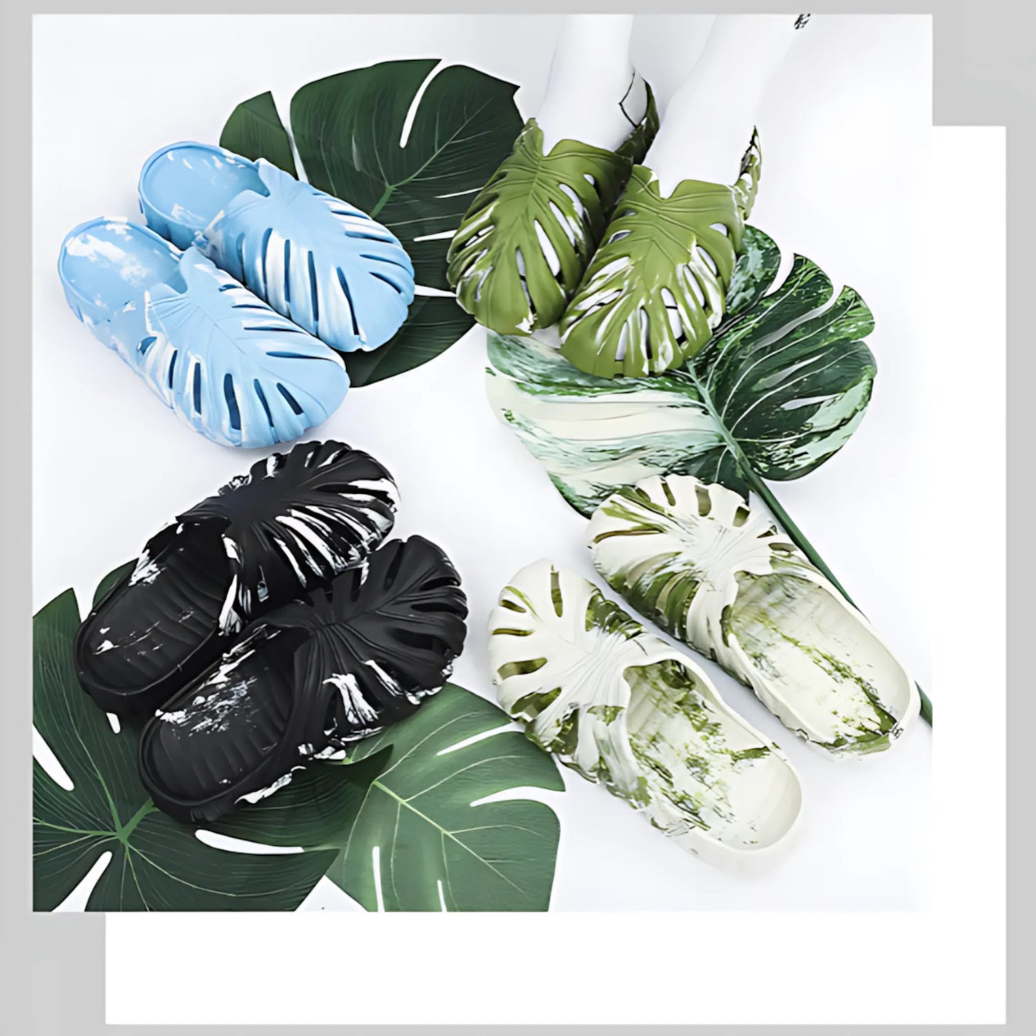 Monstera leaf slippers