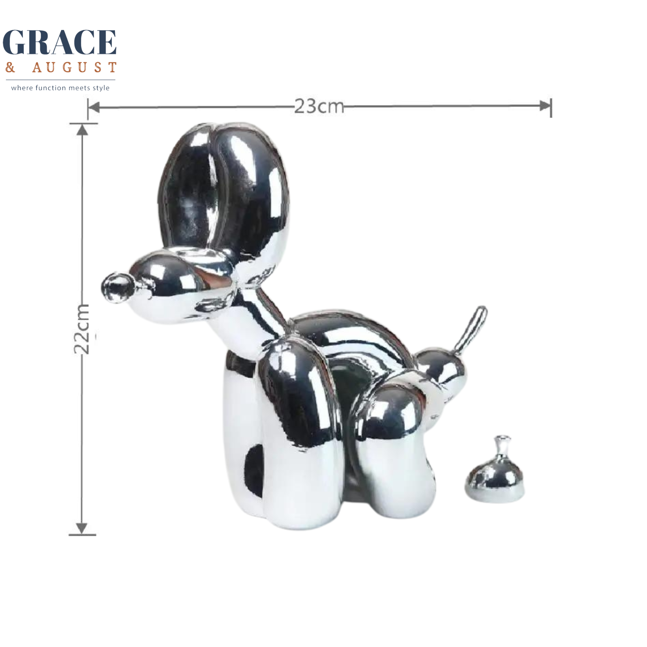 silver pooping balloon dog 