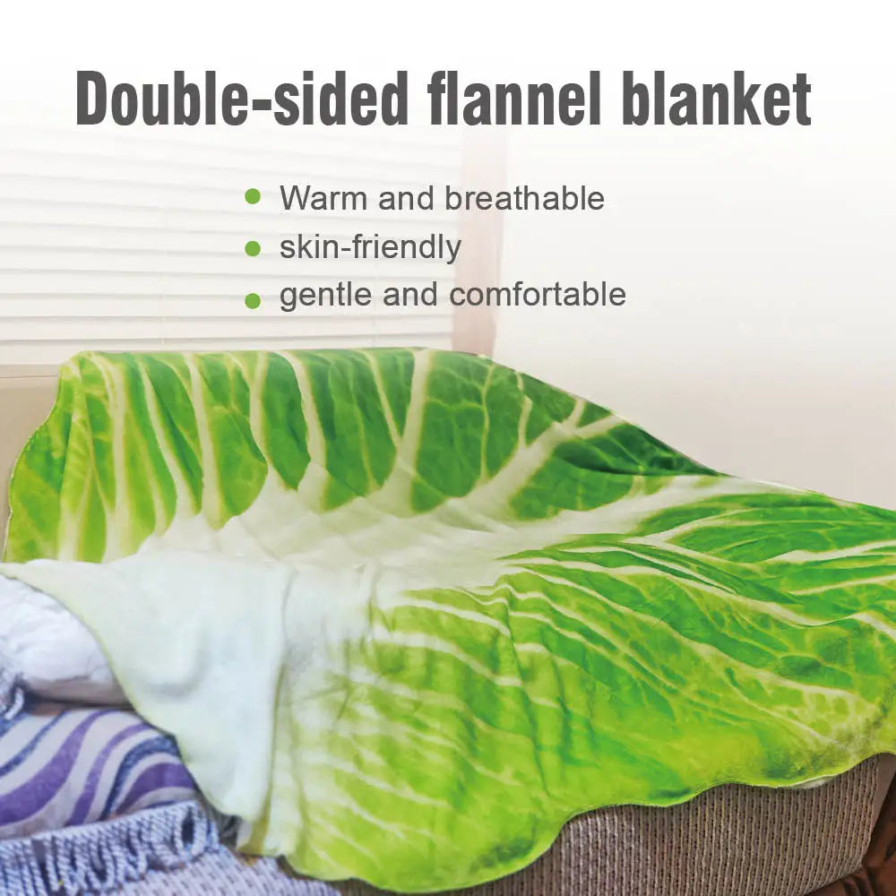 Cabbage Flannel Blanket - Double-Sided