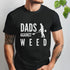 Black t-shirt featuring the design Dad Against Weeds, funny father’s gardening shirt.
