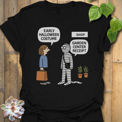Black t-shirt featuring the design Halloween Costume printed in bold letters, stylish Halloween top.