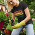 Black t-shirt featuring the design Life is a Garden, Dig It with modern gardening flower print.