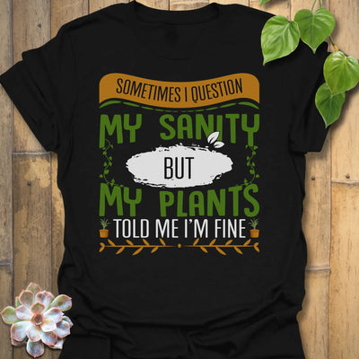 Black t-shirt featuring the design My Sanity printed in bold letters, funny self-care shirt.