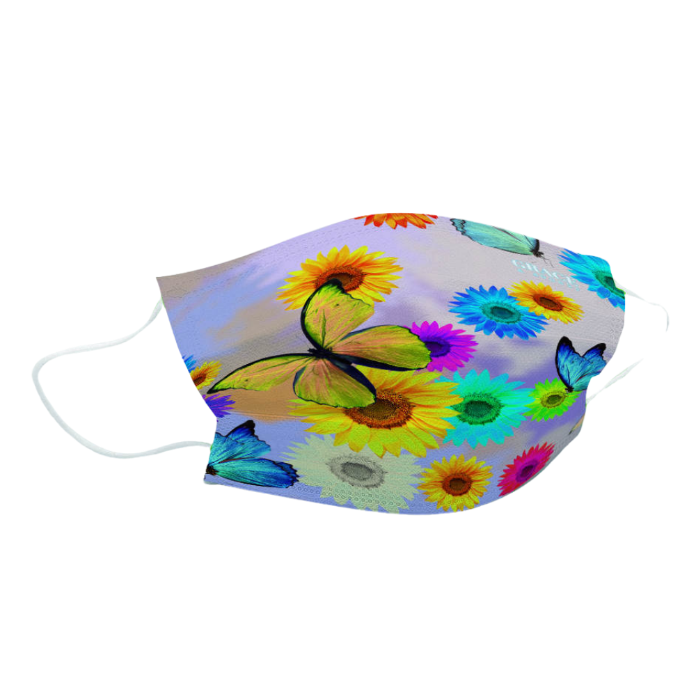 Child Face Mask Medical Grade Disposable | Child Sized Mask  Butterfly Print | 10x10 Pack Child