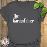 Charcoal t-shirt featuring the design The Gardenfather, gardening gift shirt.