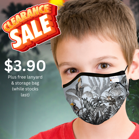 Child Face Mask Reusable with Filter Pocket | Cloth mask with two 2.5 Filters- The Jungle