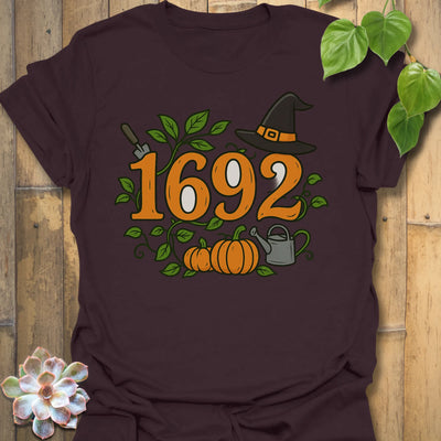 Dark Chocolate t-shirt featuring the design 1692 printed in minimalist witchy shirt.