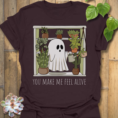 Dark Chocolate t-shirt featuring the design Feel Alive printed halloween motivational graphic tee.