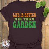 Dark Chocolate t-shirt featuring the design Life Is Better printed in bold letters, positive vibes t-shirt.