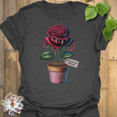 Dark Heather t-shirt featuring the design Crimson Bloom printed in halloween floral graphic tee.