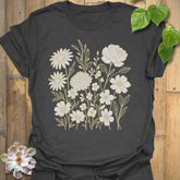 Dark Heather t-shirt featuring the design Eternal Flowers printed in floral graphic, flower lover t-shirt.
