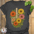Dark Heather t-shirt featuring the design Gerbera Bones printed in floral skeleton graphic tee.
