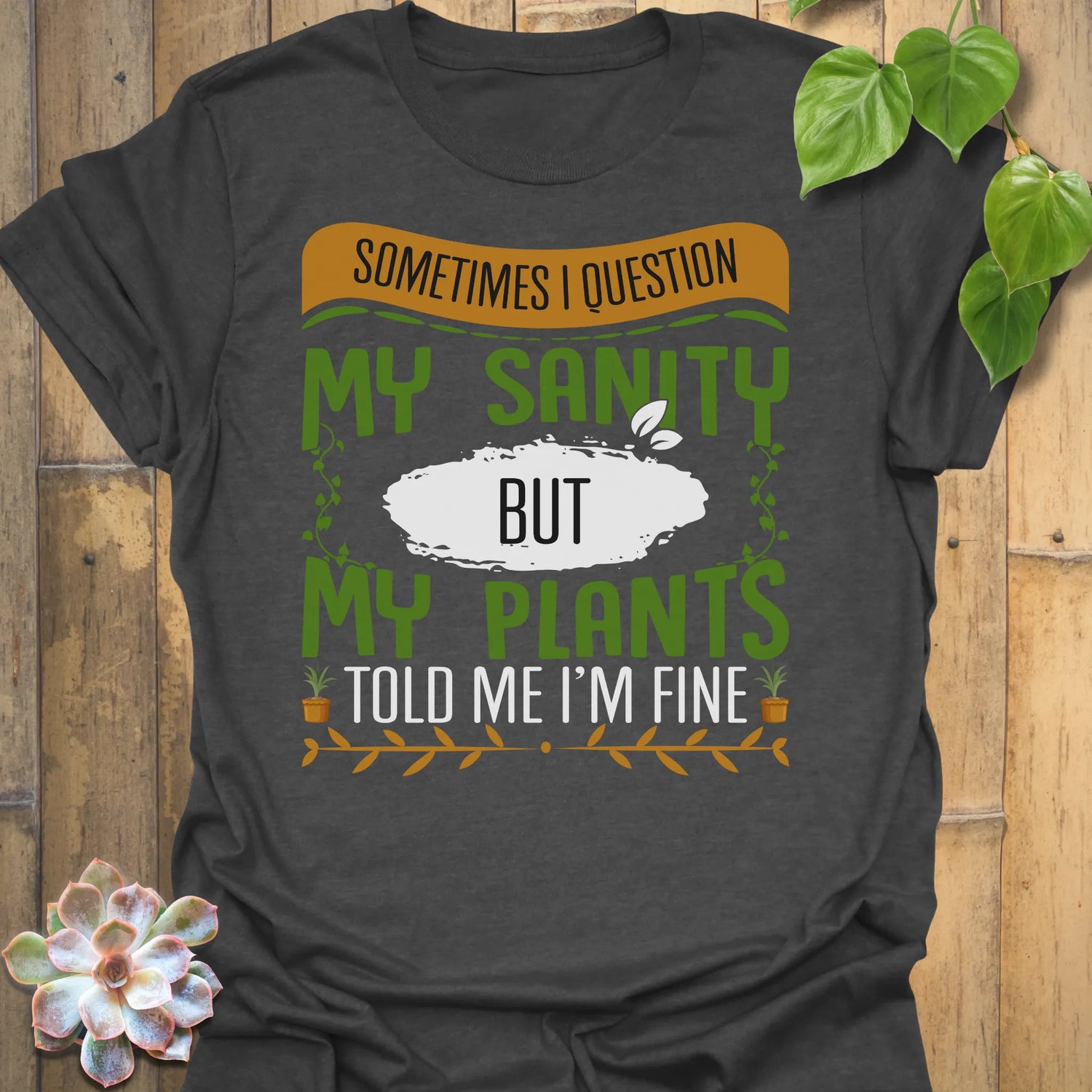 Dark Heather t-shirt featuring the design My Sanity printed in bold letters, funny self-care shirt.