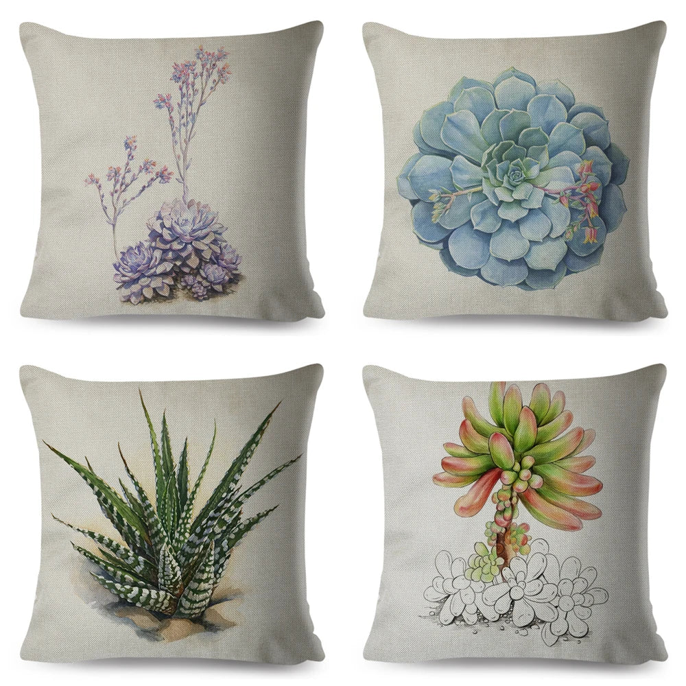 Watercolour Succulent Pillow Case