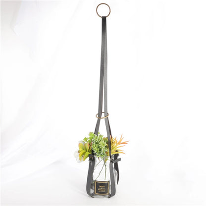 Scandinavian PU Leather Plant Hanger Black  - Clearance
