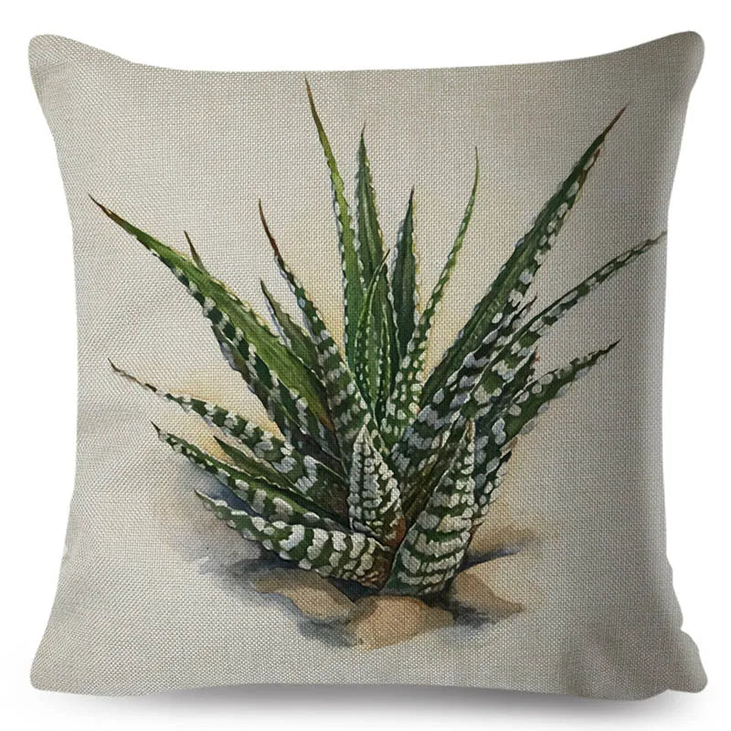 watercolour succulent cushion covers