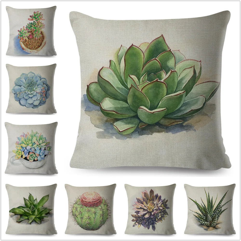 Succulent cushion cover