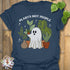 Heather Navy t-shirt featuring the design Plants Not People printed in bold white letters, halloween plant lover graphic tee.