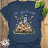 Heather Navy t-shirt featuring the design The Gourd Book printed in halloween pumpkin shirt.