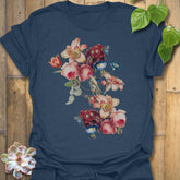 Heather Navy t-shirt featuring the design Victorian Bloom printed in elegant floral artwork, vintage flower shirt.