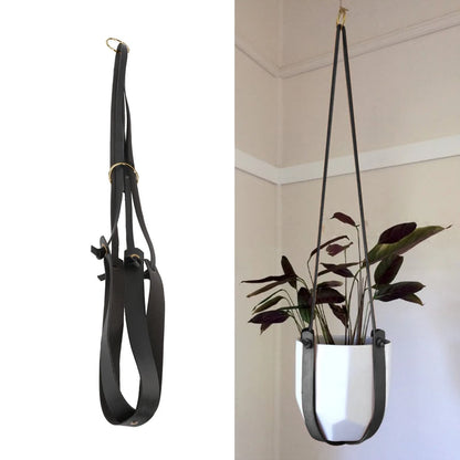 Scandinavian PU Leather Plant Hanger Black  - Clearance
