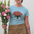 Light Blue t-shirt featuring the design January Carnation with a print of rose flower, a botanical rose flower shirt perfect for floral art lovers.