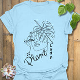 Light Blue t-shirt with the Plant Lady design, a fun choice for plant enthusiasts and garden lovers