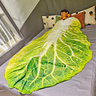 Cabbage Flannel Blanket - Double-Sided
