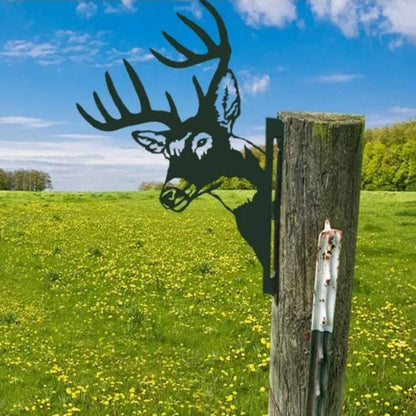 Metal Peeping Animal Wall Art Sculpture