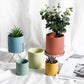 Nordic Industrial Style Colourful Ceramic Flowerpot with Tray - Free Shipping