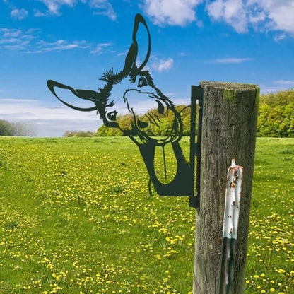 Metal Peeping Animal Wall Art Sculpture