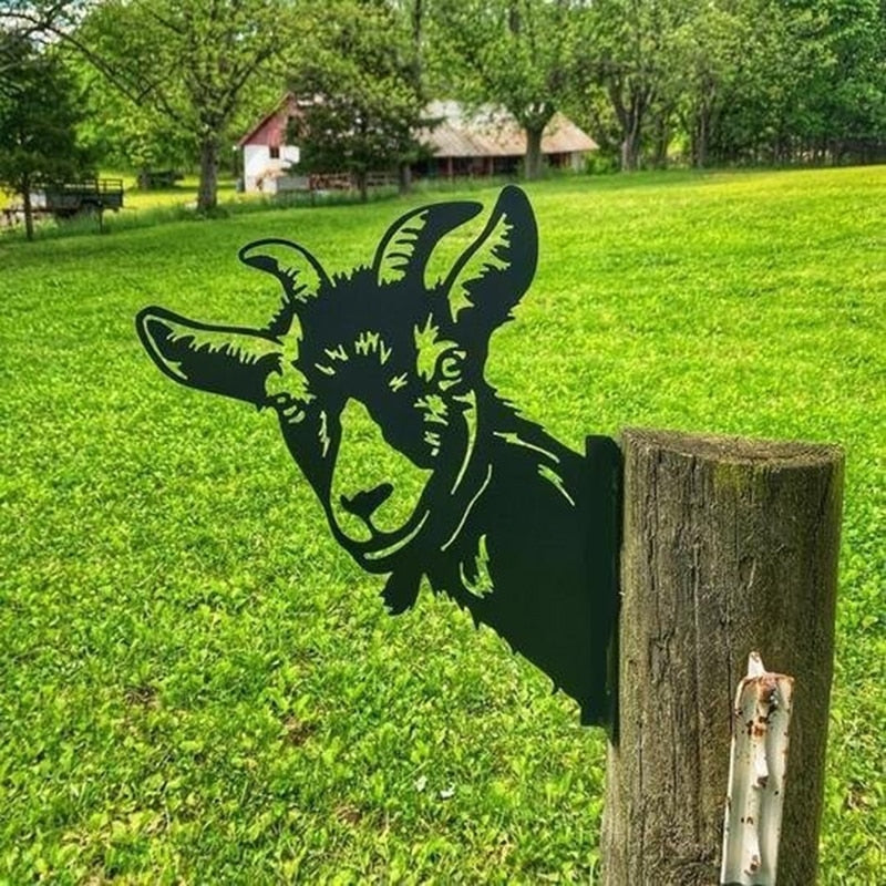 peeping goat metal art
