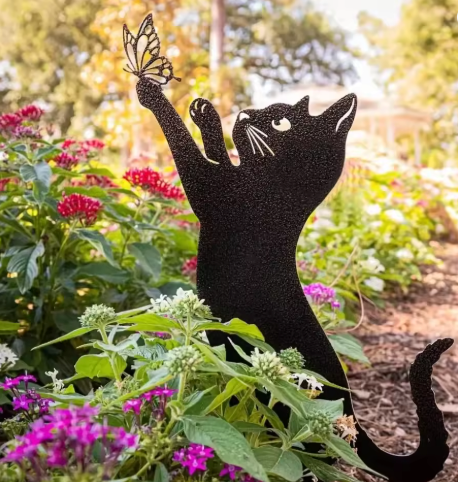 Metal Cat Garden Stake Decoration