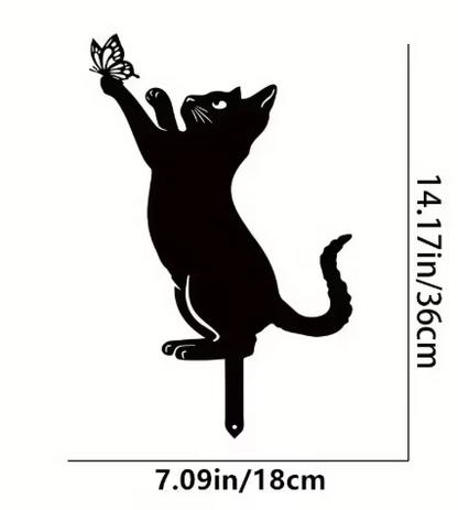 Metal Cat Garden Stake Decoration