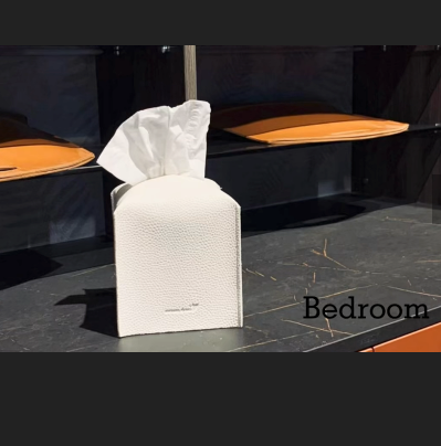 PU Leather Square Tissue Box Cover Beige – 12.7cm -Clearance