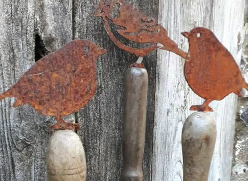 Rustic Metal Garden Bird Stake - Clearance