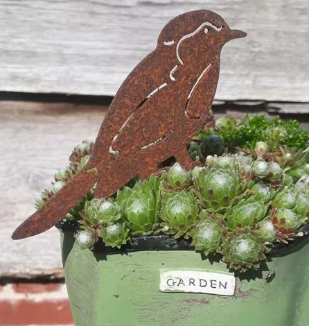 Rustic Metal Garden Bird Stake - Clearance