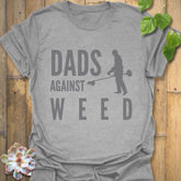 Sport Grey t-shirt featuring the design Dad Against Weeds, casual gardening dad shirt.