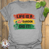 Sport Grey t-shirt featuring the design Life is a Garden, Dig It with casual gardening flower print.