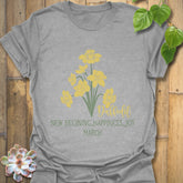 Sport Grey t-shirt featuring the design March Daffodil with a print of flower Rose, a stylish flower graphic tee.